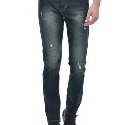 Numero Uno Dark Blue Tapered Fit Distressed Jeans image 1