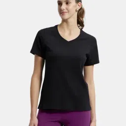 Jockey 1359 Women's Super Combed Cotton Elastane Stretch Regular Fit Solid Half Sleeve T-Shirt-image-50