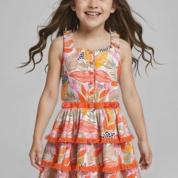 ARIAS By LARA DUTTA Girls Tropical Print Fit & Flare Dress-image-29