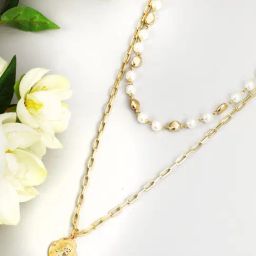 Priyaasi Gold-Plated & White Brass Layered Necklace-30