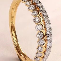 Mia by Tanishq Royal Tiara Gold & Diamond Finger Ring for Women-image-8