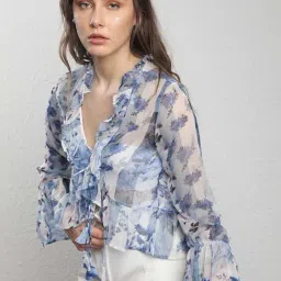 RAREISM Blue Polyester Printed Long Sleeves Shrug-picture-37