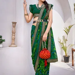 Lookmark Geometric Printed Pure Georgette Saree With Blouse Piece-picture-17