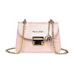 PELLE LUXUR Light Pink Animal Effect Small Shoulder Bag-image-53