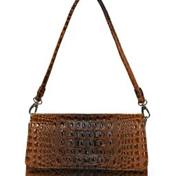 PELLE LUXUR Dark Brown Animal Effect Small Shoulder Bag-image-75