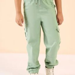 StyloBug Boys Green Cotton Cargo Pants-image-24