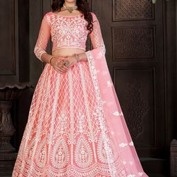 KALINI Embroidered Thread Work Semi-Stitched Lehenga & Unstitched Blouse With Dupatta-image-97