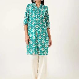 Rangmanch by Pantaloons Green Printed Straight Kurta-picture-39