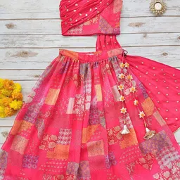LABEL KANUPRIYA Girls Printed Ready to Wear Lehenga & Blouse With Dupatta-image-32