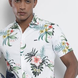 The Indian Garage Co Men White Regular Fit Floral Opaque Printed Casual Shirt-image-61