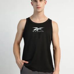 Reebok Black Regular Fit Print Vest-image-67