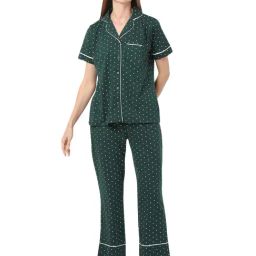 Smarty Pants Green Cotton Regular Fit Polka Dot Pyjama Set-image-12