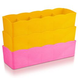 Kuber Industries Yellow & Pink 3 Pieces Regular Drawer Organisers-45