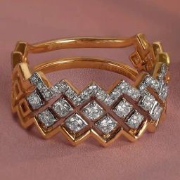 Mia by Tanishq Radiant Chevron Gold & Diamond Finger Ring for Women-image-12