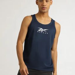 Reebok Navy Regular Fit Print Vest-image-0
