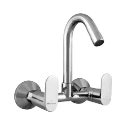 Parryware Ovalo Wall Mounted Twin Lever Brass Sink Mixer, T5537A1-picture-1