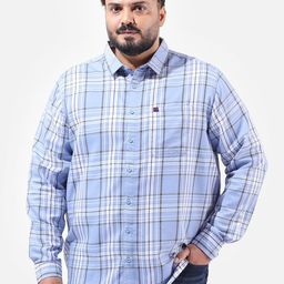 Hardsoda by The Indian Garage Co Men Plus Size Checked Spread Collar Casual Shirt-image-25