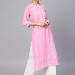 Varanga Women Pink Printed Straight Kurta-image-31