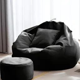 AARIJ MART 3-Pcs Blue Bean Bag With Footrest & Cushion-image-49