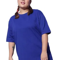Funday Fashion Women Plus Size Solid Round Neck Cotton Oversized T-shirt-10