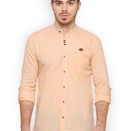 Kuons Avenue Men Peach-Coloured Smart Slim Fit Solid Casual Shirt-image-65