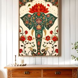 Art Street Cream-Coloured & Green Elephant Canvas Wall Art-image-14