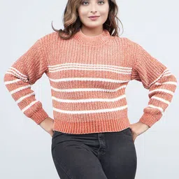 FEVERFEW Women Striped Pullover Sweaters-picture-30