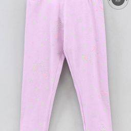 Babyhug Full Length Solid Trouser Star Print - Pink-image-47