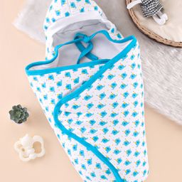 Simply Interlock Elephant Printed Towel & Wrappers L 66 x B 66 cm -Blue & White-56