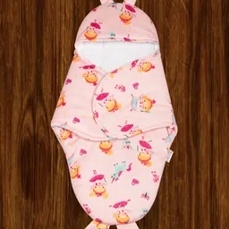 Mittenbooty Bunny Wrapper or swaddle in holland velvet Girl print Pink-picture-41