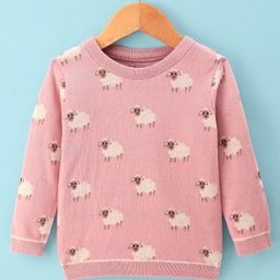 ToffyHouse Knitted Full Sleeves Sheep Designed Pullover Sweater - Rose Gold-image-44