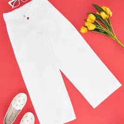 Pantaloons Junior Cotton Solid Pant - White-picture-45
