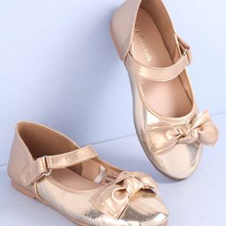 Pine Kids Velcro Closure Ballerina with Bow Applique - Rose Gold-picture-20