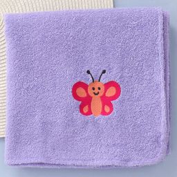 Babyhug Terry Cotton Woven Towel with Butterfly Embroidery L 91 x B 41 cm - Purple-image-71