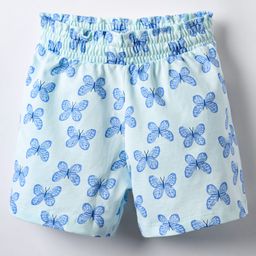 CUCUMBER Sinker Knit Above Knee Length Shorts With Butterfly Print - Light Blue-image-61