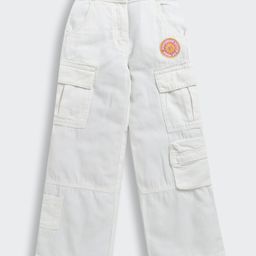Barbie By Tiny Girl 100% Cotton Denim Sunshine State Of Mind Text Badge Detailed Jeans - White-picture-1