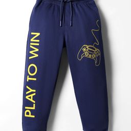 Pine Kids Knit Full Length Lounge Pant With Play To Win Print - Navy Blue-image-75