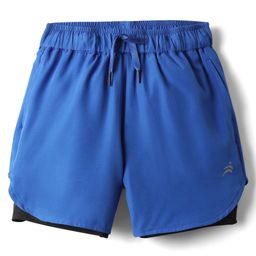 Pine Active Knit Active Stretch Solid Shorts with Tights - Royal Blue-image-43