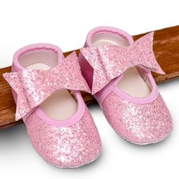 Daizy Bow Applique Detailed Sequins Embellished Slip On Booties - Baby Pink-image-85
