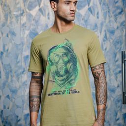 ONE SKY Men Printed Raw Edge T-shirt-image-52