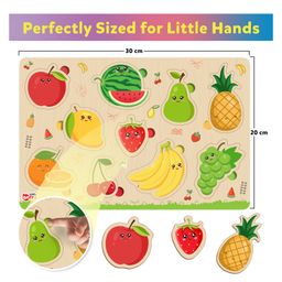 Little Berry My First Wooden Knob and Peg Puzzle Tray Set of 4 Multicolour - 56 Pegs image 2