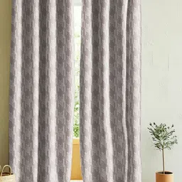 Nefertiti Home Tan & White 2 Pieces Printed Black Out Door Curtain-image-58