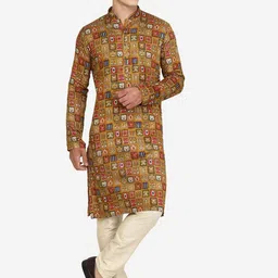 THE KURTA COMPANY Men Floral Printed Thread Work Kurta-picture-46