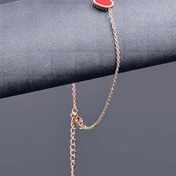 DressBerry Stainless Steel Gold-Plated Stones Studded Heart Shaped Enamelled Anklet-image-42