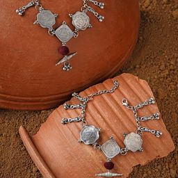 TEEJH Silver-Plated Artificial Stones Anklet-picture-46