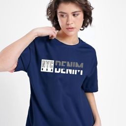 REYA Women Pack of 2 Typography Printed Round Neck Cotton T-shirts-image-95