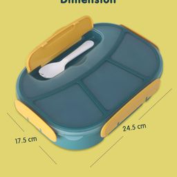 fab n funky Multi Section Plastic Lunch Box 1750 ml- Light Blue image 4