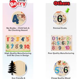 Little Berry My First Wooden Knob and Peg Puzzle Tray Set of 4 Multicolour - 56 Pegs image 4