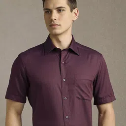 Louis Philippe Men Textured Spread Collar Pure Cotton Formal Shirt-picture-15