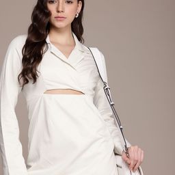 French Connection Lapel Collar Cut-Outs A-Line Mini Dress-image-60